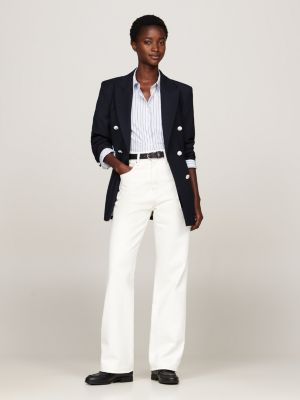 blazer doppiopetto aderente blu da donne tommy hilfiger