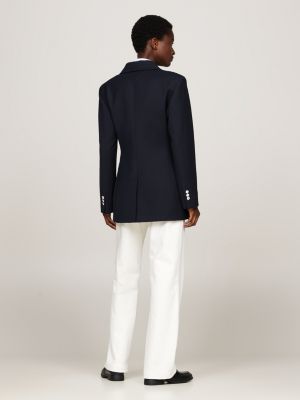 blau figurbetonter zweireihiger blazer für damen - tommy hilfiger