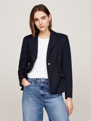 blazer monopetto slim fit con bandierina blue da donne tommy hilfiger