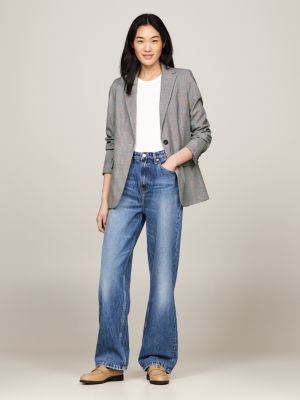 Prince Of Wales Check Single Breasted Blazer Grey Tommy Hilfiger