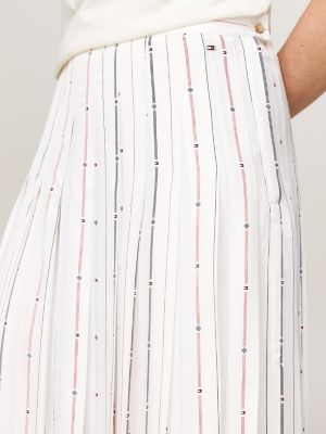 white foulard flag print pleated midi skirt for women tommy hilfiger