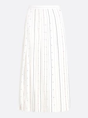 white foulard flag print pleated midi skirt for women tommy hilfiger