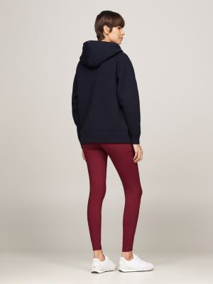 blauw sport relaxed fit hoodie met rits voor dames - tommy hilfiger