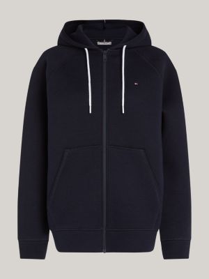 blauw sport relaxed fit hoodie met rits voor dames - tommy hilfiger