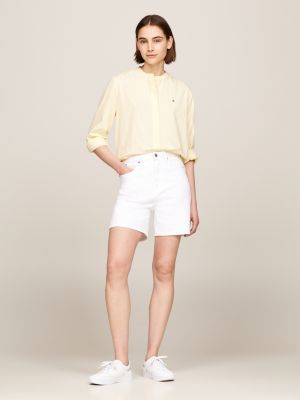 white stripe collarless relaxed shirt for women tommy hilfiger