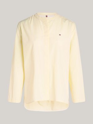 white stripe collarless relaxed shirt for women tommy hilfiger