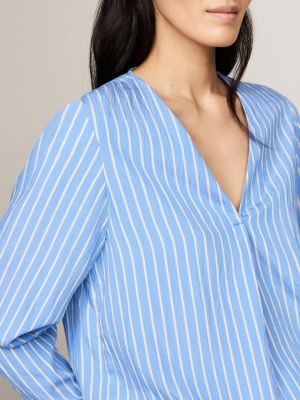 camicia relaxed fit a righe con nastro blu da donne tommy hilfiger