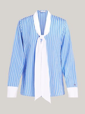 camicia relaxed fit a righe con nastro blu da donne tommy hilfiger