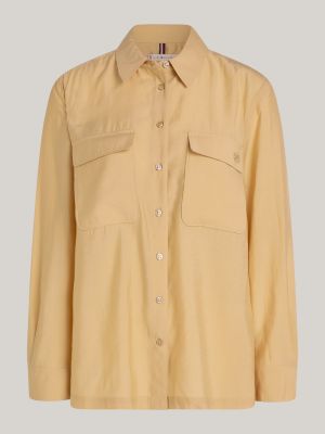 camicia relaxed fit con tasche applicate beige da donne tommy hilfiger