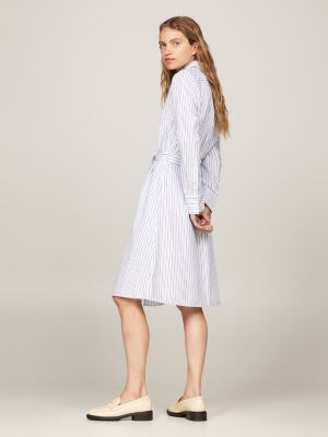 blue embroidery stripe regular shirt dress for women tommy hilfiger