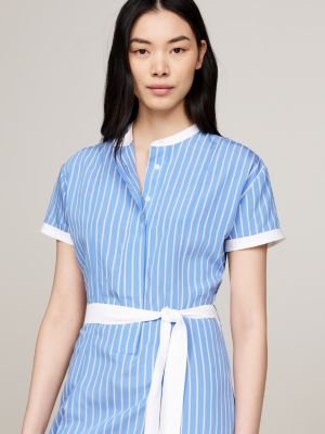 Stripe Belted Short Sleeve Midi Dress | Blue | Tommy Hilfiger