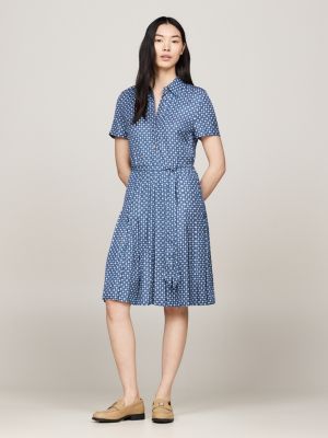 Foulard Flag Print Pleated Shirt Dress Blue Tommy Hilfiger