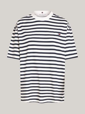 white stripe relaxed fit t-shirt for women tommy hilfiger