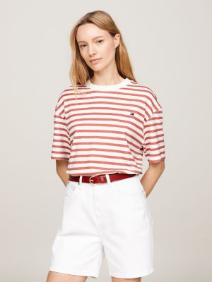 Camiseta de rayas amplia Blanco Tommy Hilfiger