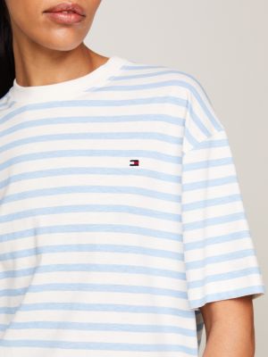 wit gestreept relaxed fit t-shirt voor dames - tommy hilfiger