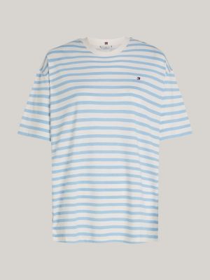 wit gestreept relaxed fit t-shirt voor dames - tommy hilfiger