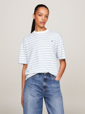 white gestreept relaxed fit t-shirt voor dames - tommy hilfiger