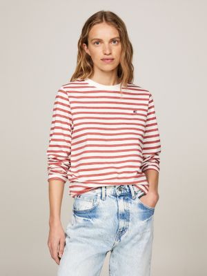 Stripe Long Sleeve T-Shirt | White | Tommy Hilfiger