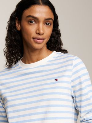 camiseta de manga larga con rayas blanco de mujeres tommy hilfiger