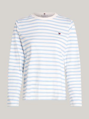 camiseta de manga larga con rayas blanco de mujeres tommy hilfiger