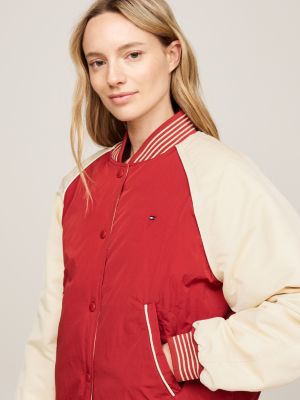 red sport varsity reversible relaxed bomber jacket for women tommy hilfiger