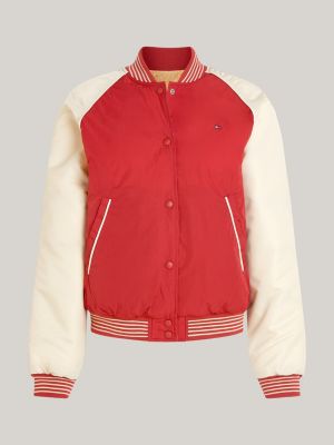 red sport varsity reversible relaxed bomber jacket for women tommy hilfiger