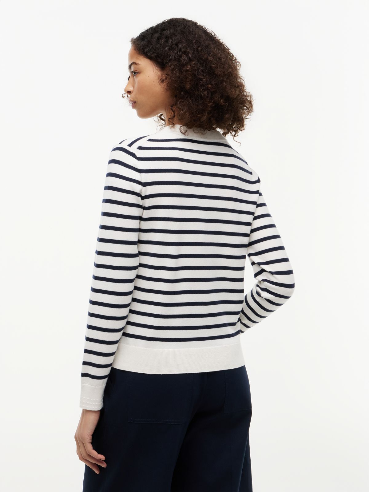 Fine Knit Jersey Crew Neck Cardigan — Multi