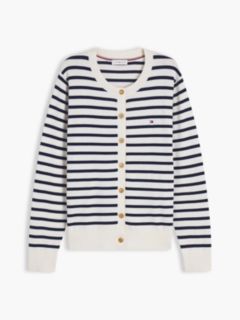 Fine Knit Jersey Crew Neck Cardigan — Multi 5