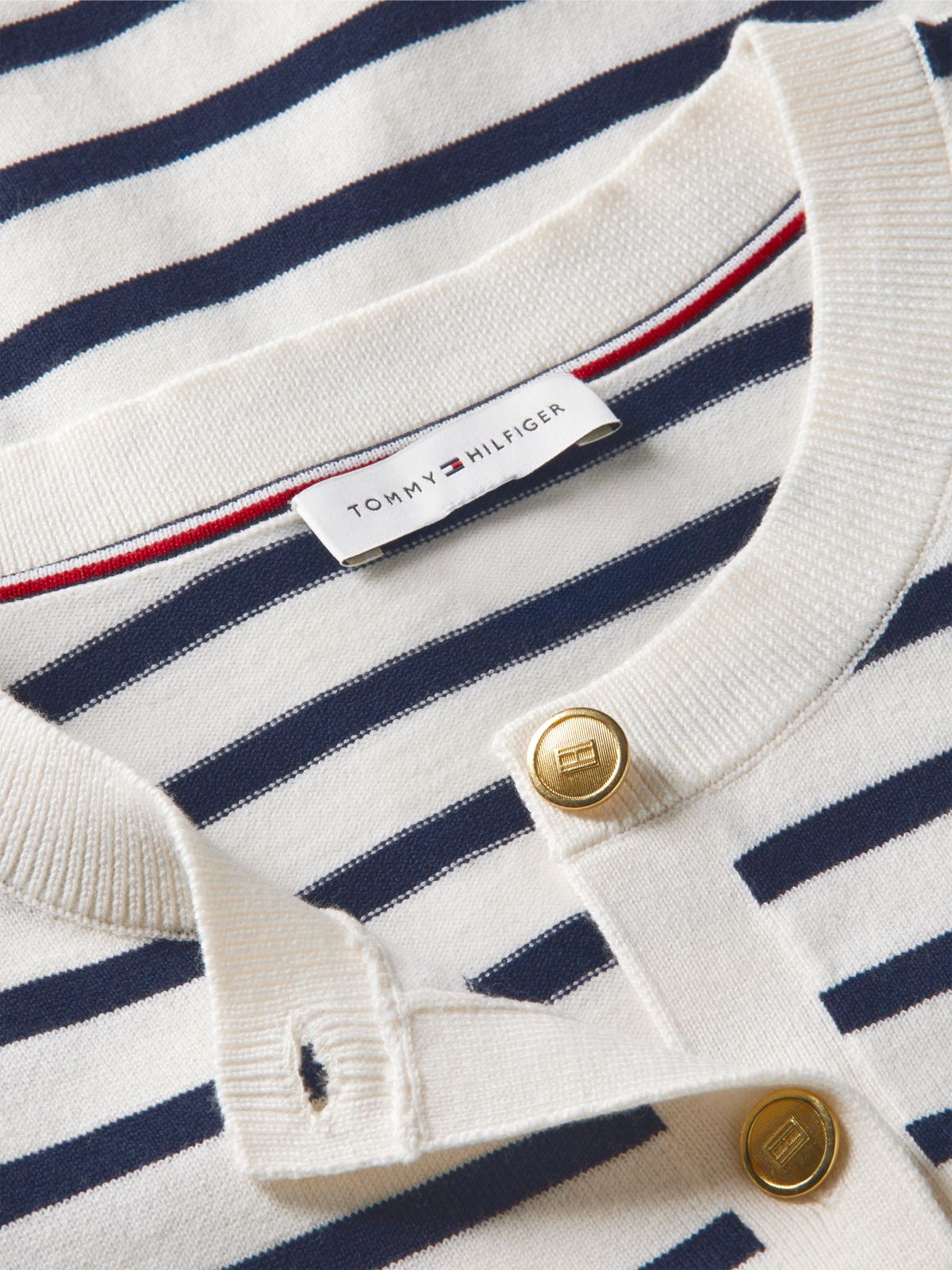 Fine Knit Jersey Crew Neck Cardigan — Multi
