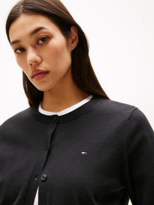 black fine knit jersey cardigan for women tommy hilfiger