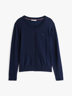 blue fine knit jersey cardigan for women tommy hilfiger