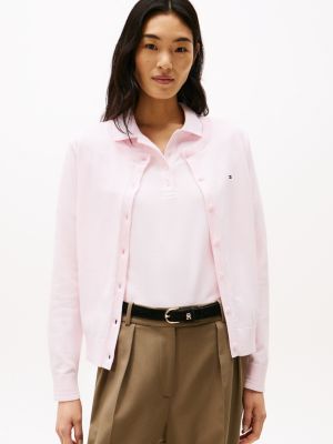 pink jersey-cardigan mit rundhalsausschnitt für damen - tommy hilfiger