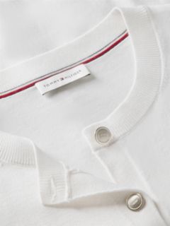 Fine Knit Jersey Crew Neck Cardigan — White 6