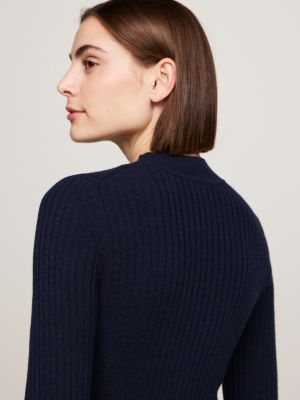 blue slim midi jumper dress with cashmere for women tommy hilfiger