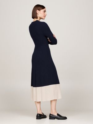 blue slim midi jumper dress with cashmere for women tommy hilfiger