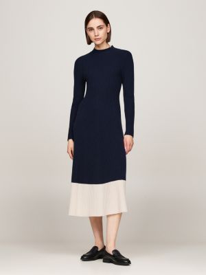 blue slim midi jumper dress with cashmere for women tommy hilfiger