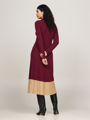 red slim midi jumper dress with cashmere for women tommy hilfiger