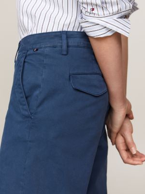 pantaloni chino cropped relaxed fit dritti blu da donne tommy hilfiger