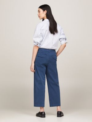 pantaloni chino cropped relaxed fit dritti blu da donne tommy hilfiger