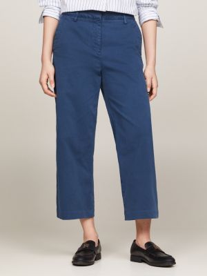 pantaloni chino cropped relaxed fit dritti blue da donne tommy hilfiger