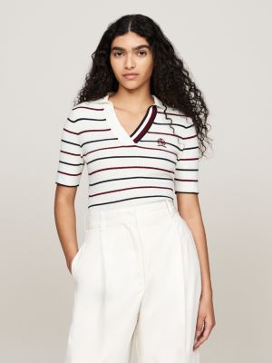 white crest global stripe short sleeve jumper for women tommy hilfiger