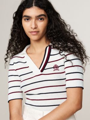 white crest global stripe short sleeve jumper for women tommy hilfiger