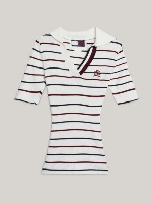 white crest global stripe short sleeve jumper for women tommy hilfiger