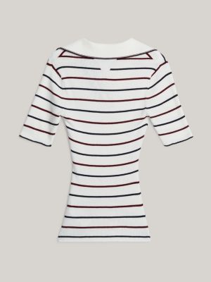 white crest global stripe short sleeve jumper for women tommy hilfiger