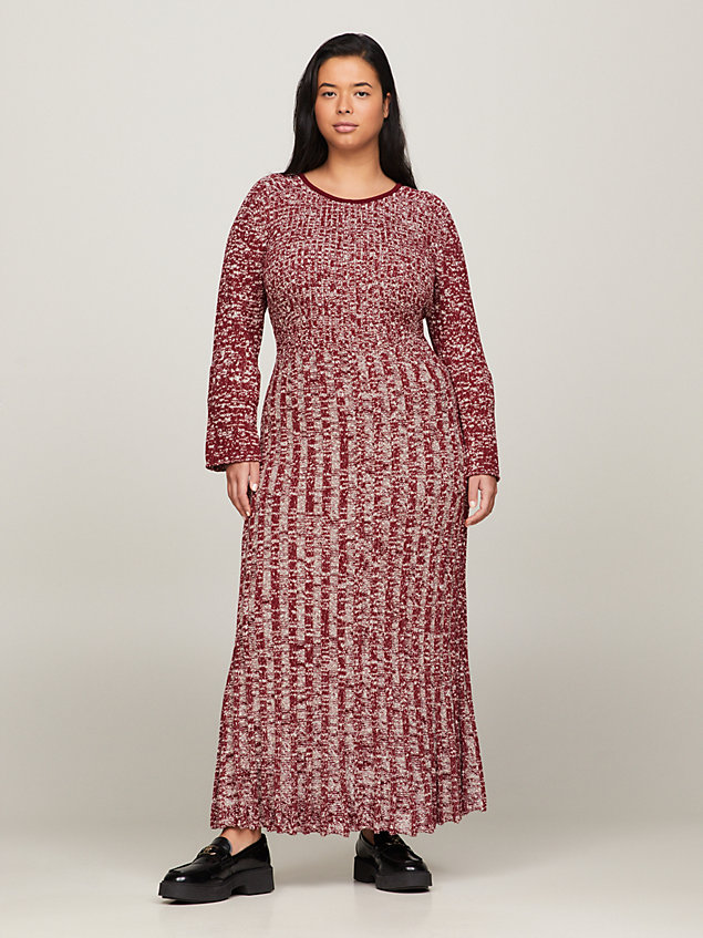 red curve neppy ribbed maxi dress for women tommy hilfiger
