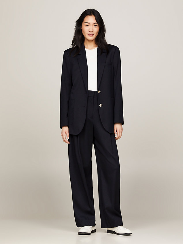 blue crest single breasted tailored blazer for women tommy hilfiger