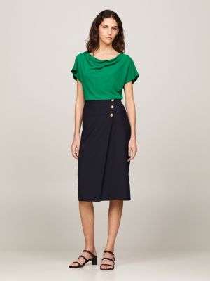 green jersey-top mit wasserfallausschnitt für damen - tommy hilfiger