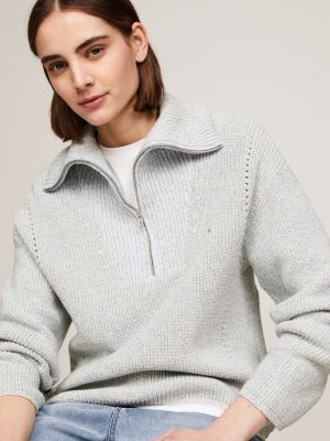 Cardigan Stitch Relaxed Half Zip Jumper Blue Tommy Hilfiger