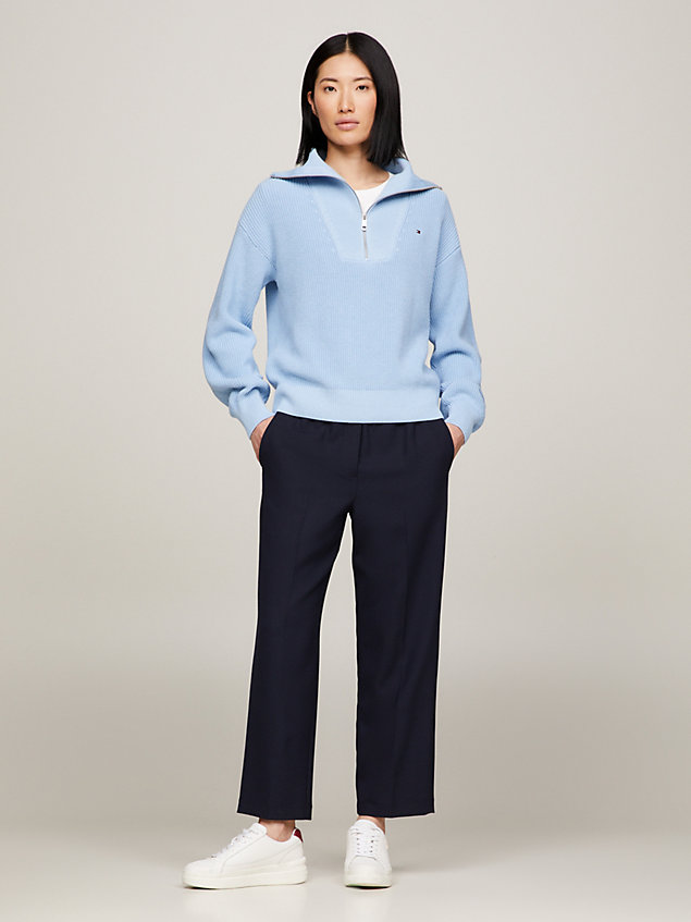 blue cardigan stitch half-zip jumper for women tommy hilfiger