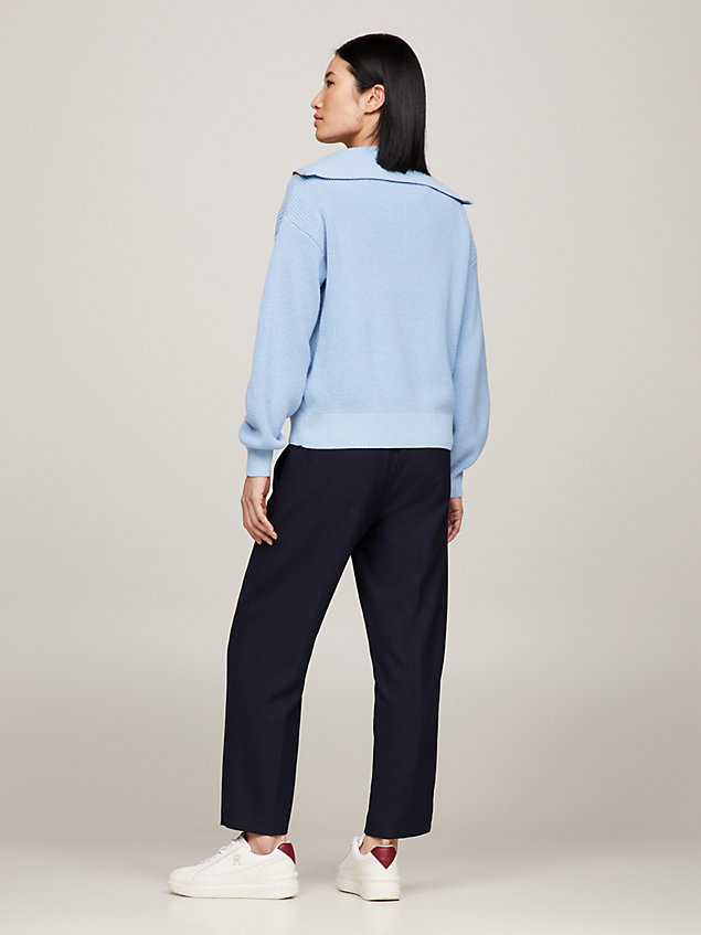 blue cardigan stitch half-zip jumper for women tommy hilfiger